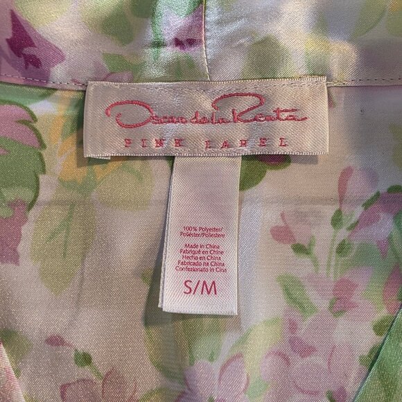Oscar de la Renta Pink Label Floral Satin Maxi Robe Vintage Y2K Romantic S/M - Picture 5 of 9